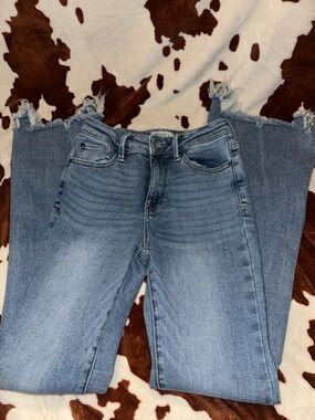 Light Blue Women's High-Rise Frayed Hem Jeans